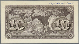 Latvia / Lettland: Rare Uniface Back Side PROOF Print Of 10 Latu 1925 P. 24p In Brown Color On Unwat - Lettonia