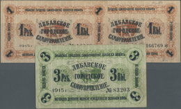 Latvia / Lettland: Libau Set Of 3 Notes Containing 2x 1 Ruble And 3 Rubles Plb. 20c,20d,21a, All Use - Lettonia
