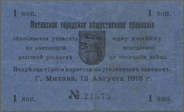Latvia / Lettland: Mitau City Government 1 Kopek 1915, Serial Number 3 Mm High, Pick NL (PLATBARZDIS - Latvia