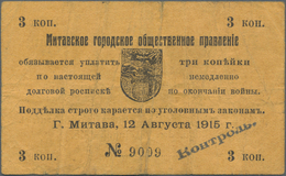 Latvia / Lettland: Mitau 3 Kopeks 1915 Plb. 2 In Used Condition With Several Folds, Minor Border Tea - Latvia