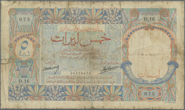 Lebanon / Libanon: Banque De Syrie Et Du Liban 5 Livres 1939, P.16 In Well Worn Condition With Many - Libano