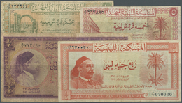 Libya / Libyen: Set Of 4 Used Notes Containing 5 And 10 Piastres As Well As 1/4 And 1/2 Pound ND P. - Libia