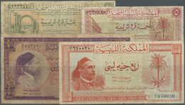 Libya / Libyen: Set Of 4 Used Notes Containing 5 And 10 Piastres As Well As 1/4 And 1/2 Pound ND P. - Libië