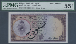 Libya / Libyen: 1/2 Pound AH1382 (1963) SPECIMEN, P.24s, Excellent Condition With Soft Vertical Fold - Libia