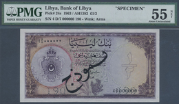 Libya / Libyen: 1/2 Pound AH1382 (1963) SPECIMEN, P.24s, Excellent Condition With Soft Vertical Fold - Libië