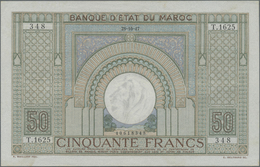 Morocco / Marokko: 50 Francs 1947 P. 21, Light Folds And Handling In Paper, Not Washed Or Pressed, N - Morocco