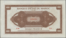 Morocco / Marokko: 1000 Francs 1943 P. 28, Light Center Fold, Probably Dry Pressed, No Holes Or Tear - Marocco