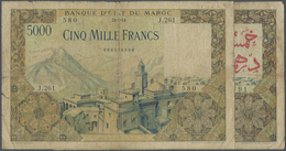 Morocco / Marokko: Set Of 2 Different Notes 5000 Francs, One From 1953 Without Red Overprint In Wate - Marokko