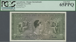 Luxembourg: 100 Francs April 21st 1956, P.13a In Perfect Condition, PCGS Graded 65 Gem New PPQ - Lussemburgo