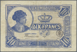 Luxembourg: 10 Francs ND P. 34, Stronger Center And Horizontal Fold, Tiny Center Hole, No Tears, Pro - Lussemburgo