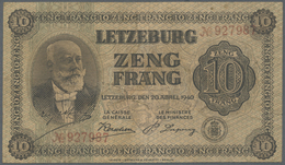 Luxembourg: 10 Francs 1940 P. 41, Center Fold, Some Creases In Paper, 5mm Tear At Right Border, No H - Luxemburg