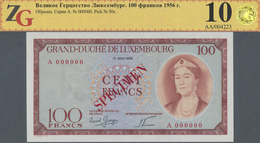 Luxembourg: 100 Francs 1956 Specimen P. 50s, ZG Graded 66 UNC. - Lussemburgo