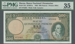 Macau / Macao:  Banco Nacional Ultramarino 500 Patacas April 8th 1963, P.52a, Some Folds And Creases - Macao