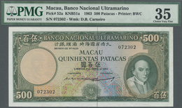 Macau / Macao:  Banco Nacional Ultramarino 500 Patacas April 8th 1963, P.52a, Some Folds And Creases - Macau