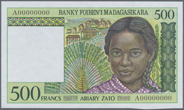 Madagascar: Set Of 2 Notes Containing 500 And 25.000 Francs ND(1994-95) Specimen P. 75s, P. 82s With - Madagaskar