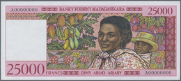 Madagascar: 25.000 Francs ND(1998) Rare Specimen Type Without Watermark, Without Security Foil Strip - Madagascar