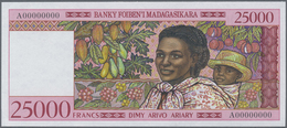 Madagascar: 25.000 Francs ND(1998) Rare Specimen Type Without Watermark, Without Security Foil Strip - Madagaskar