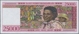 Madagascar: 25.000 Francs ND(1998) Rare Specimen Type Without Watermark, Without Security Foil Strip - Madagascar