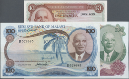 Malawi: Nice Set With 3 Banknotes Comprising 1 Kwacha ND(1971) P.6 (aUNC), 10 Kwacha January 31st 19 - Malawi