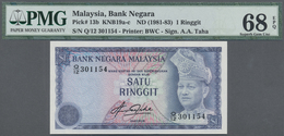 Malaysia: Set Of 2 CONSECUTIVE Notes 1 Ringgit ND(1981-83) P. 13b With Serial Numbers #301154 And #3 - Malesia
