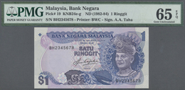 Malaysia: 1 Ringgit ND(1982-84) P. 19 With Interesting Serial Number BH2345678 In Condition: PMG Gra - Malesia