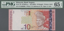 Malaysia: 10 Ringgit ND(2004) P. 46 With Interesting Serial Number #FZ1000000 In Condition: PMG Grad - Malesia