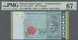 Malaysia: Set Of 2 CONSECUTIVE Notes 50 Ringgit 2007 Commemorative Issue With Yellow Borders P. 49a - Malesia