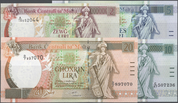 Malta: Lot With 11 Banknotes L. 1967 (1994) "Malta With Rudder" Issue With Segmented Security Thread - Malte