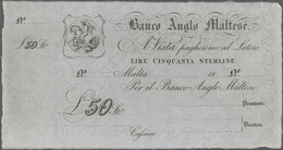 Malta: Banco Anglo Maltese 50 Pounds 18xx Remainder Without Date, Serial And Signature, P.S116r, Ver - Malte