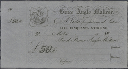 Malta: Banco Anglo Maltese Unsigned Remainder For 50 Pounds ND(1880), P.S116r In Excellent Condition - Malte