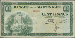 Martinique: 100 Francs 1942 P. 19a, Used With Some Folds, 2 Pinholes, Minor Damage At Lower Left Cor - Other & Unclassified