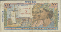 Martinique: 5 NF On 500 Francs ND P. 38, Seldom See Note In Used Condition With Folds And Creases, L - Other & Unclassified