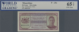 Mauritius: 25 Cents ND(1940), P.25 In Perfect Condition, WBG Graded 65 UNC Gem TOP - Maurice