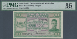 Mauritius: 1 Rupee NDF(1940), P.26 PMG 35 Choice VF - Maurice