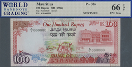 Mauritius: 100 Rupees ND(1986) Specimen P. 38s, Condition: WBG Graded 66 UNC Gem TOP. - Mauritius