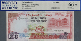 Mauritius: 100 Rupees ND(1986) Specimen P. 38s, Condition: WBG Graded 66 UNC Gem TOP. - Maurice