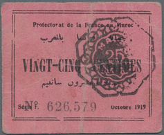 Morocco / Marokko: Protectorat De La France Au Maroc 25 Centimes 10-1919, P.4a With Vertical And Hor - Marocco