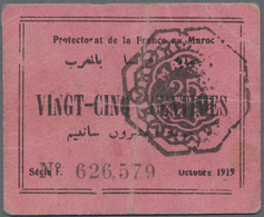 Morocco / Marokko: Protectorat De La France Au Maroc 25 Centimes 10-1919, P.4a With Vertical And Hor - Maroc