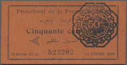 Morocco / Marokko: Rare Note Of Protectorat De La France In Morocco 50 Centimes 1919 P. 5c In Condit - Morocco