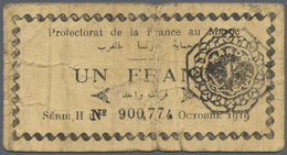 Morocco / Marokko: Protectorat De La France Au Maroc 1 Franc 1919, P.6a, Highly Rare And Seldom Offe - Marocco