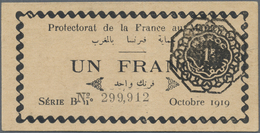 Morocco / Marokko: Protectorat De La France Au Maroc 1 Franc 10-1919, P.6a With A Soft Vertical Fold - Marocco