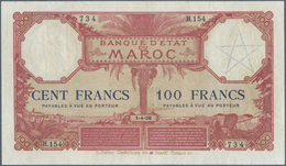 Morocco / Marokko: 100 Francs 1926 P. 14 In Exceptional Condition For This Type Of Note With Only Li - Marocco