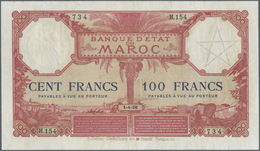 Morocco / Marokko: 100 Francs 1926 P. 14 In Exceptional Condition For This Type Of Note With Only Li - Maroc