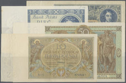 Poland / Polen: Set With 4 Banknotes Comprising 10 Zlotych 1929 P.69 (VF), 50 Zlotych 1929 P.71 (XF+ - Poland