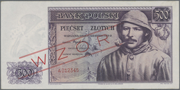Poland / Polen: 500 Zlotych 1939 SPECIMEN, P.86s, Tiny Dint At Upper Left And Right Corner And Tiny - Polonia