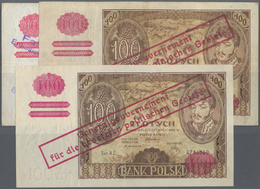 Poland / Polen: Set With 3 Banknotes Containing 100 Zlotych 1932 Overprint 1939 P.89 (VF+), 100 Zlot - Polonia