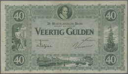 Netherlands / Niederlande: 40 Gulden 1923 P. 37, Rare Note With 3 Vertical And One Horizontal Fold, - Altri & Non Classificati