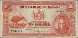 New Zealand / Neuseeland: 10 Shillings 1934 P. 154, Used With Folds And Creases, Upper Border Trimme - Nuova Zelanda