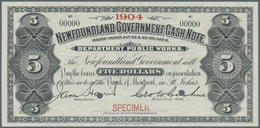 Newfoundland / Neufundland: 5 Dollars ND Specimen P. A8s With Small Red "Specimen" Overprint At Lowe - Canada