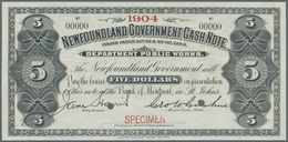 Newfoundland / Neufundland: 5 Dollars ND Specimen P. A8s With Small Red "Specimen" Overprint At Lowe - Kanada